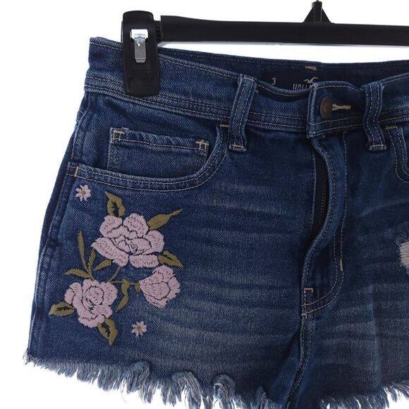Hollister High Rise Vintage Stretch Floral Shorts Juniors Size 3 W26 - Picture 2 of 8